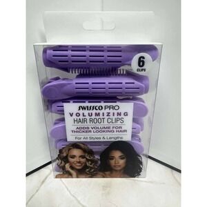 Swissco Pro Volumizing Hair Root Clips 6 Count Purple Heat Resistant